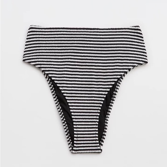 Aerie Crinkle Stripe High Cut Cheeky Bikini Bottom - Picture 4 of 8